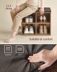 Meuble à Chaussures 4 Compartiments Rustique - Image 5