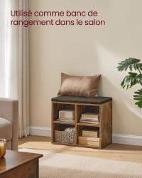 Meuble à Chaussures 4 Compartiments Rustique - Image 4