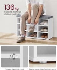 Meuble à Chaussures 9 Compartiments Blanc - Image 6