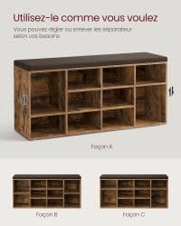 Meuble à Chaussures 12 Compartiments Rustique - Image 6