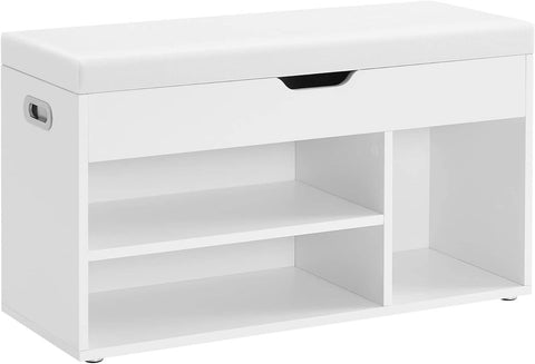 Banc Chaussure Bois 80cm Blanc