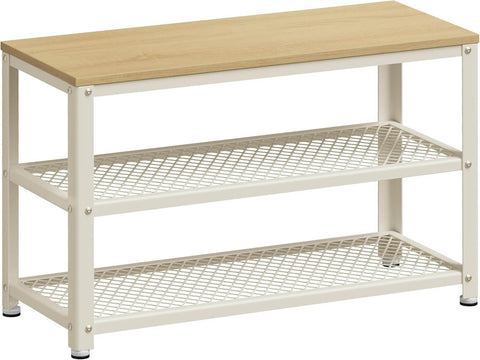 Banc Chaussure Etagere 2 Niveaux 73cm Blanc